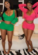 Spring And Summer Camisole Jacket Shorts Sexy Three-Piece Outfit