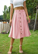 Spring Summer Women's Casual Button Skirt
