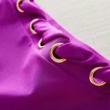 Sexy Strapless Women's High Waist Solid Color Two Pieces Bikini Swimsuit
