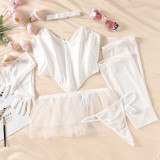 Women mesh flower lace See-Through breast-wrapped lace Sexy Lingerie two-piece set