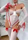 Women mesh contrast color bow over-the-knee socks Sexy LingerieSet