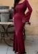 Women Round Neck Long Sleeve Lace Up Dress