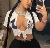 Women sexy Lace-Up short-sleeved Top and Shorts two-piece set