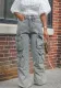 Women Washed Cargo Pocket Denim Straight Leg Pants