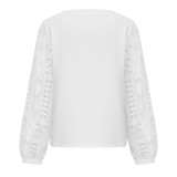 Women's Spring And Autumn Fashionable Elegant Lace Patchwork Knitting Shirt Top