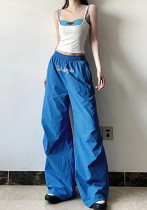 Fashion Women's Elastic High Waist Letter Print Loose Casual Street Fashion Woven Trousers