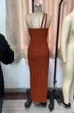 Casual Women's Solid Color Summer Gathered Hollow Slit Dress