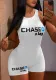Summer Fashion Letter Print Strap Slim Sport Short Jumpsuit