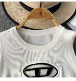 American Round Neck Hollow Letter Knitting Vest Summer Women's Outdoor Wear Trendy Slim Sleeveless Top