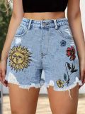 Summer Print Denim Shorts