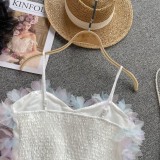 Summer Women's Outdoor Wear Mesh Flower Patchwork Basics Chic Strap Camisole Top