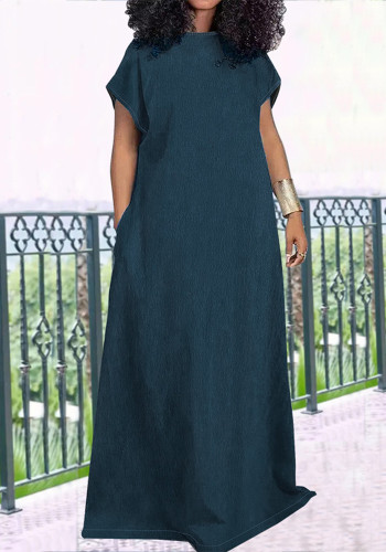 Plus Size Women's Denim Sleeveless Low Back Long Dress