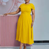 Women Summer Fashion Chic Elegant Short Sleeve Irregular Plus Size African Dress