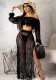 Summer Hollow Sexy Fashion Mesh Tassel See-Through Two-Piece Skirt Set