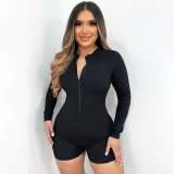 Summer Women's Zipper Sexy Low Back Slim Jumpsuit