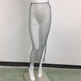 Diamond Fishnet Mesh Skirt Nightclub Party Sexy See-Through Skirt