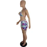 Spring And Summer Women's Sexy Multi-Color Printed Two-Piece Shorts Set