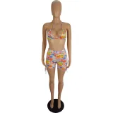 Spring And Summer Women's Sexy Multi-Color Printed Two-Piece Shorts Set