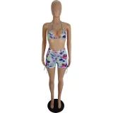 Spring And Summer Women's Sexy Multi-Color Printed Two-Piece Shorts Set