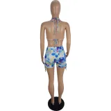 Spring And Summer Women's Sexy Multi-Color Printed Two-Piece Shorts Set