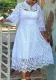 Sexy Women's Three Quarter Sleeve Lace Mesh Party Dress