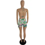 Spring And Summer Women's Sexy Multi-Color Printed Two-Piece Shorts Set