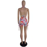 Spring And Summer Women's Sexy Multi-Color Printed Two-Piece Shorts Set
