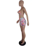 Spring And Summer Women's Sexy Multi-Color Printed Two-Piece Shorts Set