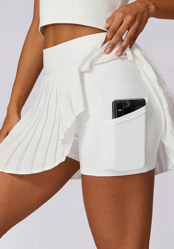 Casual Pleated Sports Fitness Skirt Women's Fake Two-Piece Quick-Drying Tennis Culottes