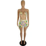Spring And Summer Women's Sexy Multi-Color Printed Two-Piece Shorts Set