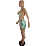 Spring And Summer Women's Sexy Multi-Color Printed Two-Piece Shorts Set