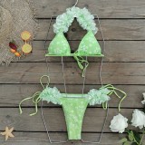 Flower Lace-Up Two Pieces Bikini Skirt Women Three-Piece Swimsuit