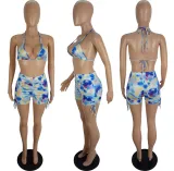 Spring And Summer Women's Sexy Multi-Color Printed Two-Piece Shorts Set