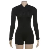 Summer Women's Zipper Sexy Low Back Slim Jumpsuit