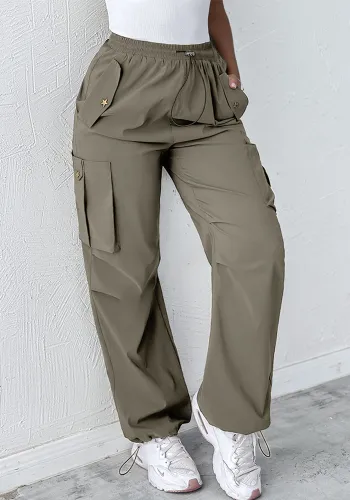 Women's Solid Slim Fit Cargo Casual Pants