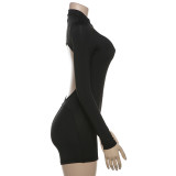 Summer Women's Zipper Sexy Low Back Slim Jumpsuit