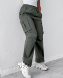Women's Solid Slim Fit Cargo Casual Pants