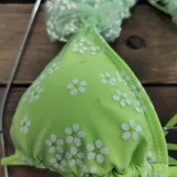 Flower Lace-Up Two Pieces Bikini Skirt Women Three-Piece Swimsuit