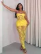 Women Summer Lace Hollow Off Shoulder Strapless Top and Pants Two-piece Set