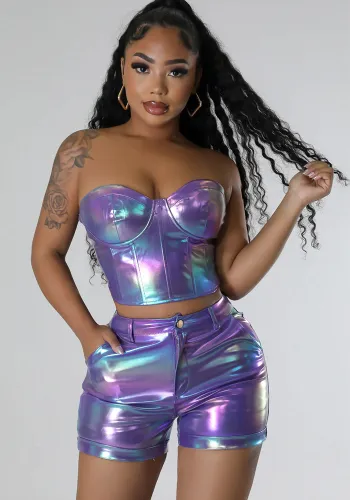 Women  Trendy Fashion Top and Shorts Two-piece Set