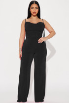 Women's Pleated Lace-Up Sexy Jumpsuit