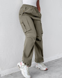 Women's Solid Slim Fit Cargo Casual Pants