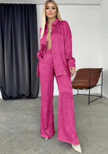 Women Long Sleeve Turndown Collar Shirt Leopard Print Pants Women Casual Two-Piece Set