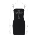 Women's Beaded Sexy Strapless Tight Fitting Bodycon Dress
