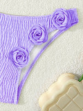Women 3D Flower Bikini Sexy Lace-Up Swimwear Two Pieces