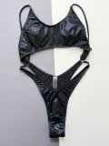 Sexy Black Snake Print One Piece Swimsuit
