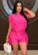 Fashionable Casual Solid Color Tassel Feminine Round Neck Top And Shorts Two-Piece Set