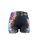 Women's Sexy Letter Tie Dye Print Tight Fitting Sports Fitness Shorts
