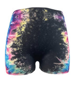 Women's Sexy Letter Tie Dye Print Tight Fitting Sports Fitness Shorts