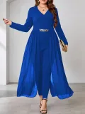 Plus Size Women V neck Jumpsuit